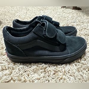 Kids Black Velcro Vans